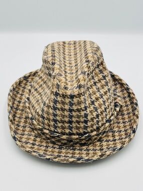 Vintage Bee Hat Men's 7 Custom Made MCM Fedora Hat Houndstooth Bear Bryant 70s